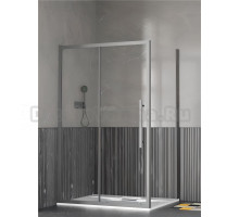 Душевой уголок, душевое ограждение Esbano Flex ESF-119PS-GM ESOGF108PSGM 110х90 см с одной раздвижной дверкой, прямоугольный, профиль оружейная сталь (Gun Metal), стекло прозрачное 6 мм, без поддона