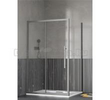 Душевой уголок, душевое ограждение Esbano Flex ESF-128PS-GM ESOGF108PSGM 120х80 см с одной раздвижной дверкой, прямоугольный, профиль оружейная сталь (Gun Metal), стекло прозрачное 6 мм, без поддона