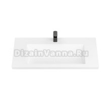Мебельная раковина VERSALIA Luxor 100 накладная, глянцевая белая, прямоугольная, литьевой мрамор, со скрытым сливом