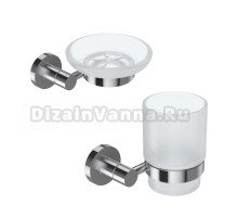 Набор Стакан Jacob Delafon Eo + Мыльница E77827-CP настенная, стеклянная, хром