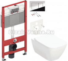 Комплект 2 в 1 Унитаз подвесной Geberit Smyle Square 500.685.01.1 + Инсталляция с кнопкой TECE Now 9400412