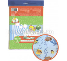 Штора для ванной Умничка 180x180 см, водоросли, голубая