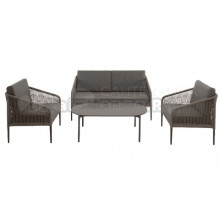 Комплект садовой мебели 4 в 1 4SiS Канны на 4 персоны, со столом Верона, серый гранит, каркас коричневый, роуп коричневый