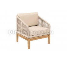 Садовое кресло 4SiS Канны основание дуб, роуп бежевый, ткань бежевая 052