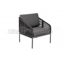 Садовое кресло 4SiS Канны каркас темно-серый (RAL7024) муар, роуп темно-серый, ткань темно-серая 027