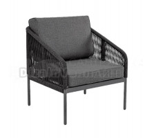 Садовое кресло 4SiS Канны каркас темно-серый (RAL7024) муар, роуп серый, ткань серая 017