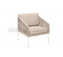 Садовое кресло 4SiS Канны каркас белый муар, роуп бежевый, ткань бежевая 052
