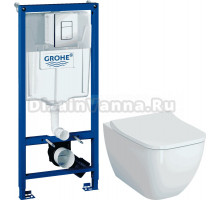 Комплект 3 в 1 Унитаз подвесной VitrA Shift 7742B003-0075 белая глянцевая + Сиденье Integra Square 810-003-009 быстросъемная, с микролифтом + Инсталляция с кнопкой Grohe Rapid SL 38772001 цвет хром