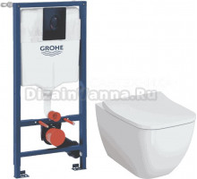 Комплект 3 в 1 Унитаз подвесной VitrA Shift 7742B003-0075 белая глянцевая + Сиденье Integra Square 810-003-009 быстросъемная, с микролифтом + Инсталляция с кнопкой Grohe Rapid SL 1000044 цвет черный