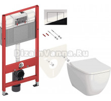 Комплект 3 в 1 Унитаз подвесной VitrA Shift 7742B003-0075 + Сиденье Integra Square 810-003-009 + Инсталляция с кнопкой TECE Now 9400412