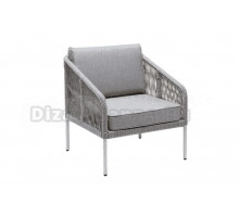 Садовое кресло 4SiS Канны каркас светло-серый (RAL7035) муар, роуп серый меланж, ткань светло-серая