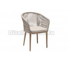 Садовый стул 4SiS Марсель основание дуб, роуп серый меланж, ткань бежевая 052