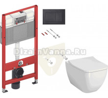 Комплект 3 в 1 Унитаз подвесной VitrA Shift 7742B003-0075 + Сиденье Integra Square 810-003-009 + Инсталляция с кнопкой TECE Now 9400414