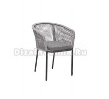 Садовый стул 4SiS Марсель каркас темно-серый (RAL7024) муар, роуп светло-серый, ткань светло-серая