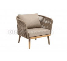 Садовое кресло 4SiS Мальорка основание дуб, роуп серо-коричневый, ткань бежевая 052