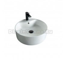 Накладная раковина GID Esfera N9008b 46 глянцевая белая, круглая, фаянс, с 1 отверстием под смеситель