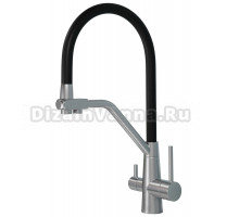 Смеситель для кухни 2в1 Floracio Flexy F.903.SSB, сатин/черный