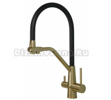 Смеситель для кухни 2в1 Floracio Flexy F.903.GDB, золото/черный