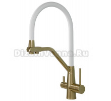 Смеситель для кухни 2в1 Floracio Flexy F.903.GDW, золото/белый