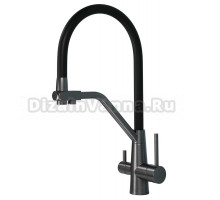 Смеситель для кухни 2в1 Floracio Flexy F.903.GMB, вороненая сталь/черный