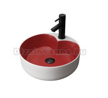 Накладная раковина GID Esfera N9013LS 40 матовая красная, белый графит, круглая, фаянс, с 1 отверстием под смеситель