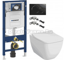 Комплект 5 в 1 Унитаз подвесной VitrA Shift 7742B003-0075 белая глянцевая + Сиденье Integra Square 810-003-009 быстросъемная, с микролифтом + Инсталляция Geberit Duofix UP 320 111.300.00.5 (111.950.00.6) + Кнопка Sigma 01 115.770.DW.5 цвет черный + Крепле