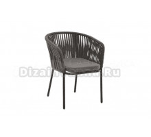 Садовый стул 4SiS Бордо каркас темно-серый (RAL7024) муар, роуп серый, ткань серая 017