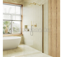 Душевая перегородка Maybahglass MGD-683-3ш 119 см, профиль золото, стекло прозрачное