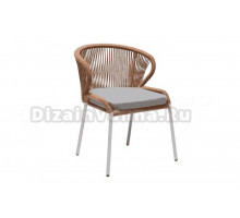 Садовый стул 4SiS Милан каркас светло-серый (RAL7035) муар, роуп оранжевый меланж, ткань светло-серая