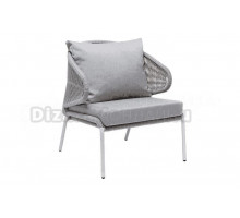 Садовое кресло 4SiS Милан каркас светло-серый (RAL7035) муар, роуп серый меланж, ткань светло-серая