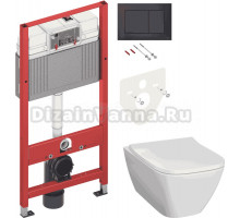 Комплект 2 в 1 Унитаз подвесной Geberit Smyle Square 500.683.01.1 + Инсталляция с кнопкой TECE Now 9400414