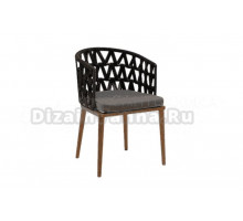 Садовый стул 4SiS Диего основание дуб, каркас темно-серый (RAL7024) муар, роуп темно-серый, ткань серая