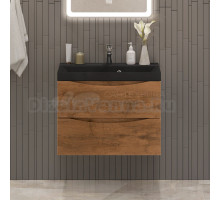 Тумба с раковиной BelBagno Marino 60 подвесная, rovere nature, черная раковина