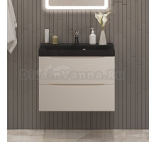 Тумба с раковиной BelBagno Marino 70 подвесная, crema opaco, черная раковина