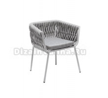 Садовый стул 4SiS Монако каркас светло-серый (RAL7035) муар, роуп светло-серый, ткань светло-серая