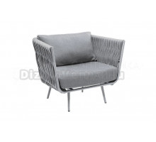 Садовое кресло 4SiS Монако каркас светло-серый (RAL7035) муар, роуп светло-серый, ткань светло-серая