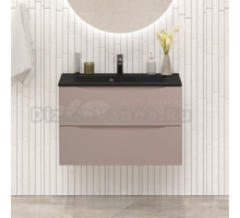 Тумба с раковиной BelBagno Marino 80 подвесная, capucino lucido, черная раковина