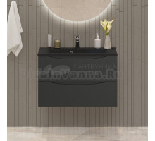 Тумба с раковиной BelBagno Marino 80 подвесная, nero lucido, черная раковина