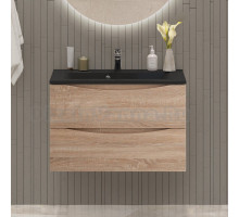 Тумба с раковиной BelBagno Marino 80 подвесная, rovere bianco, черная раковина