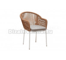 Садовый стул 4SiS Лион каркас светло-серый (RAL7035) муар, роуп оранжевый меланж, ткань светло-серая