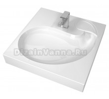 Раковина над стиральной машиной VERSALIA Sheffield 60 глянцевая белая, квадратная, с кронштейном