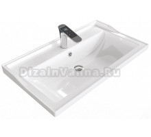 Мебельная раковина VERSALIA Fiesta 80 накладная, глянцевая белая, прямоугольная, искусственная мрамор