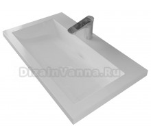 Мебельная раковина VERSALIA Luxor 80 накладная, глянцевая белая, прямоугольная, искусственная мрамор, со скрытым сливом