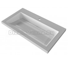 Мебельная раковина VERSALIA Luxor 70 накладная, глянцевая белая, прямоугольная, искусственная мрамор, со скрытым сливом