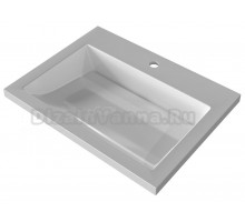 Мебельная раковина VERSALIA Luxor 60 накладная, глянцевая белая, прямоугольная, искусственная мрамор, со скрытым сливом