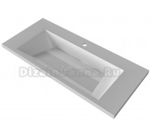 Мебельная раковина VERSALIA Lotos 100 накладная, глянцевая белая, прямоугольная, искусственная мрамор, со скрытым сливом