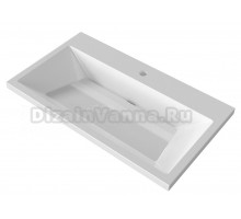 Мебельная раковина VERSALIA Lotos 80 накладная, глянцевая белая, прямоугольная, искусственная мрамор, со скрытым сливом