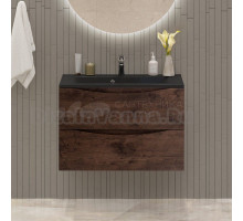 Тумба с раковиной BelBagno Marino 80 подвесная, rovere moro, черная раковина