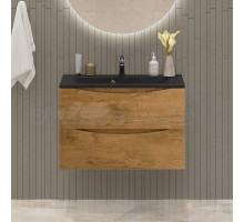 Тумба с раковиной BelBagno Marino 80 подвесная, rovere nature, черная раковина