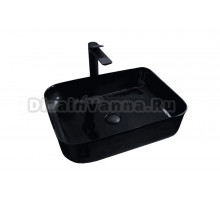 Накладная раковина GID Geometrico BL1304 50 глянцевая черная, прямоугольная, фаянс